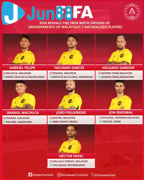 FIFA kết luận bảy cầu thủ nhập tịch của Malaysia không có nguồn gốc rõ ràng để nhập tịch FIFA kết luận bảy cầu thủ nhập tịch của Malaysia không có nguồn gốc rõ ràng để nhập tịch